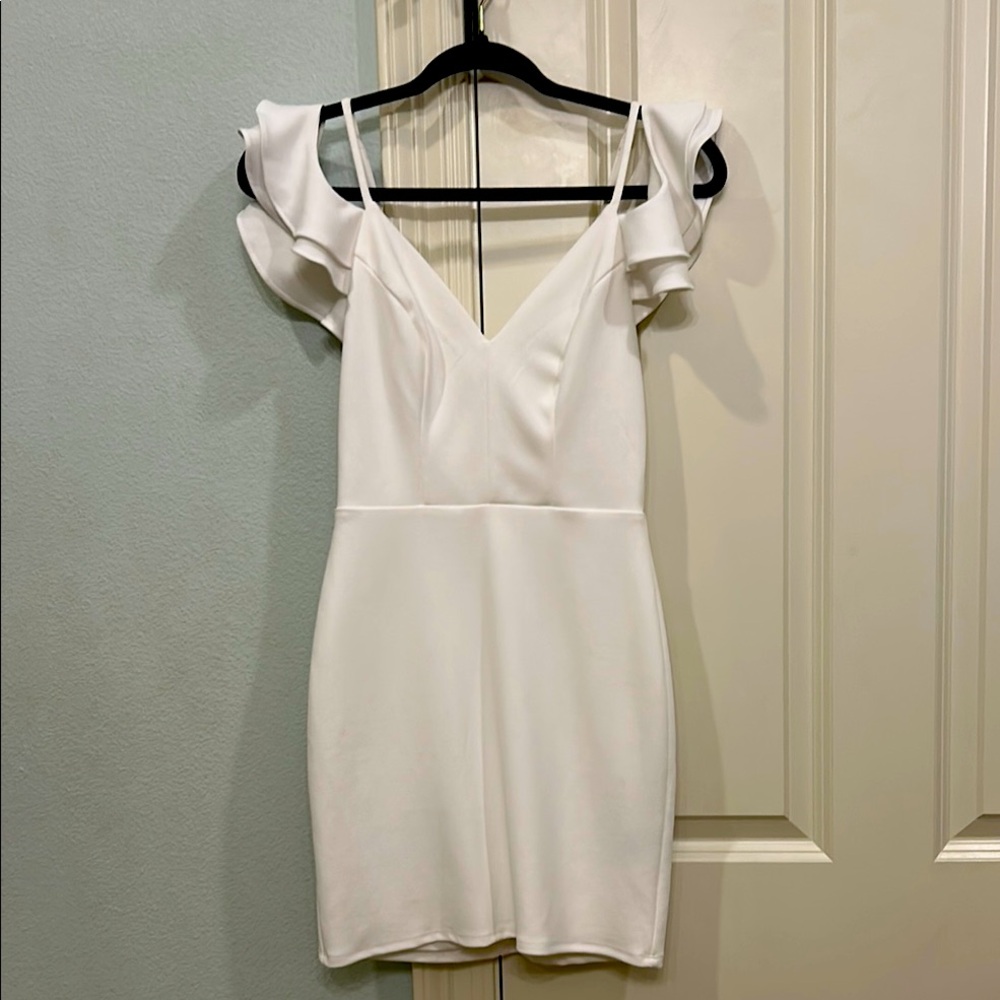 Juniors white semi formal dress